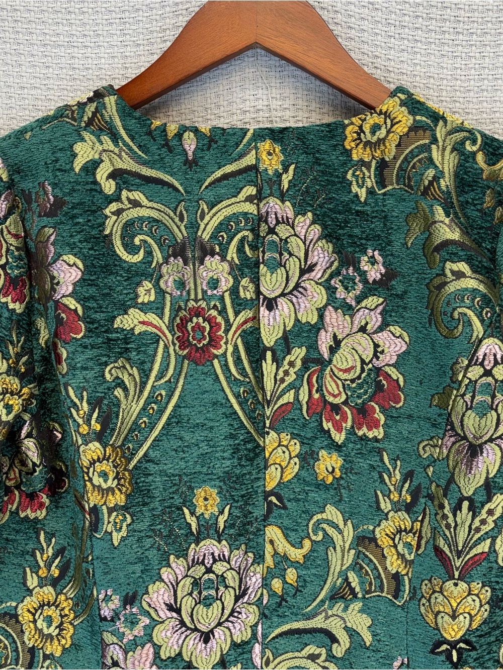 NWT Vintage Peck & Peck Tapestry Green Gold Coat Jacket Women S Brocade Floral - Picture 12 of 14
